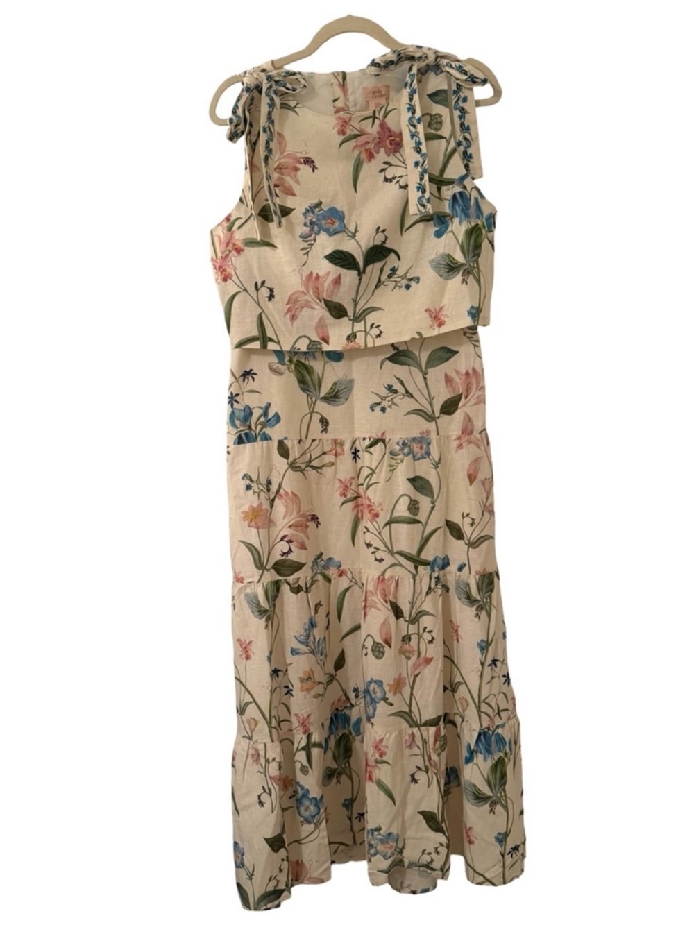 Camila Coelho Floral Embroidered Linen Top & Maxi Skirt Set S NWT - Picture 3 of 12